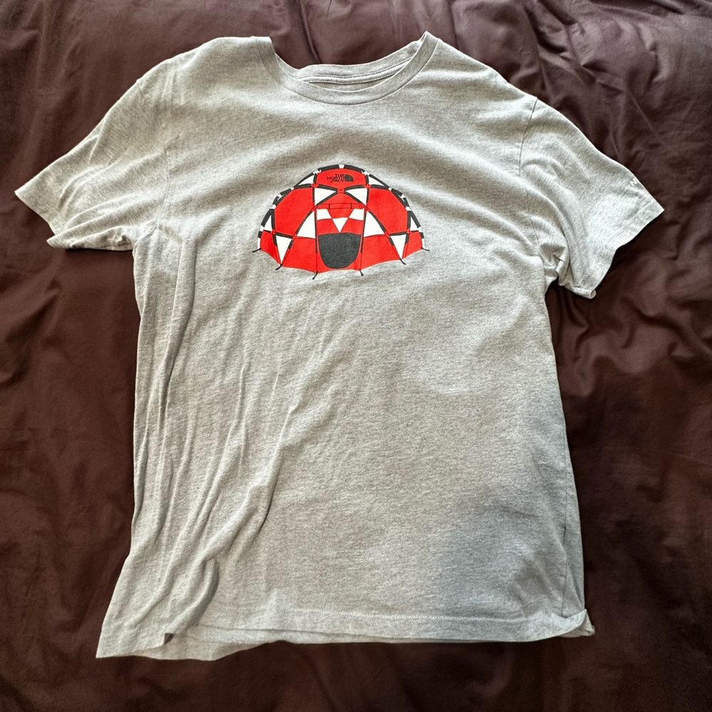 The North Face Gray Tee with Red Graphic